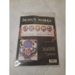 Design Works NEW Counted Cross Stitch Kit #9266 Cups and Saucers 9 x 26 inch